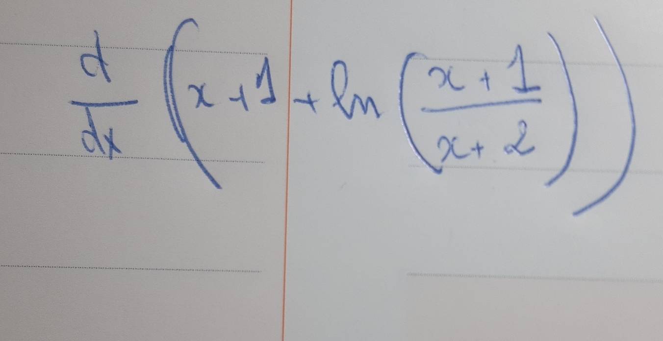  d/dx (x+1+ln ( (x+1)/x+2 ))