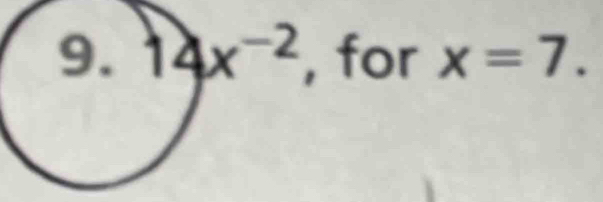 for x=7.