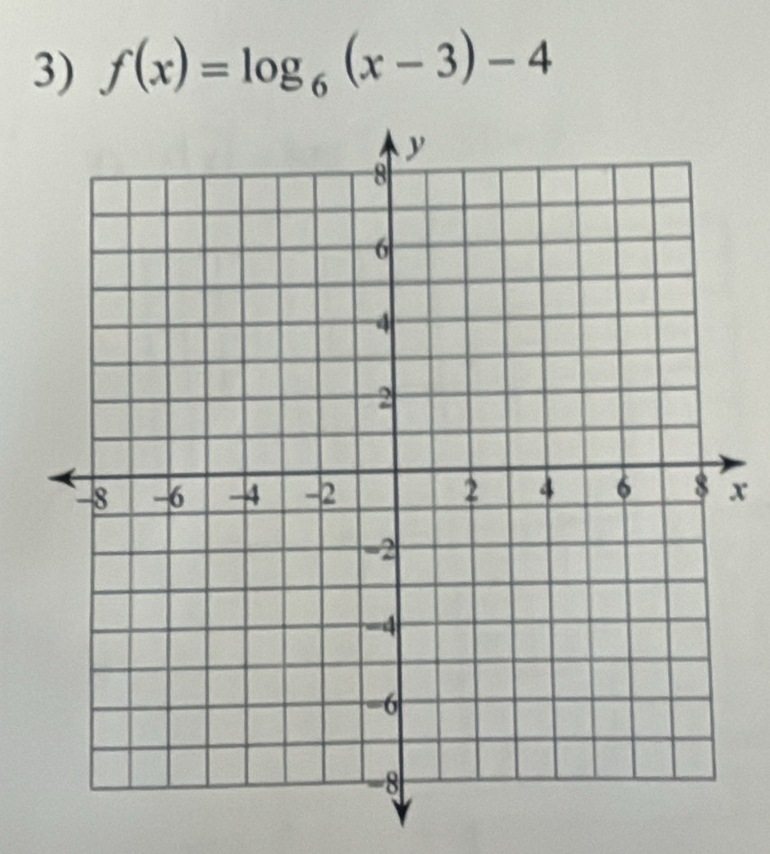 f(x)=log _6(x-3)-4
x