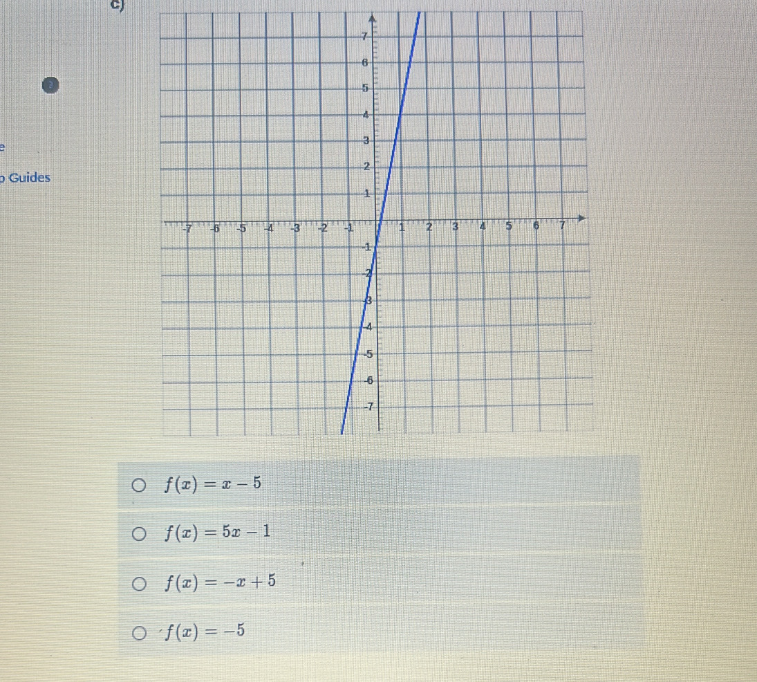 a
o Guides
f(x)=5x-1
f(x)=-x+5
f(x)=-5