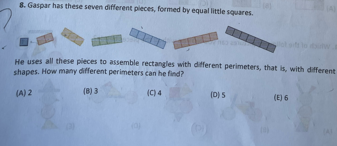 Solved: Gaspar has these seven different pieces, formed by equal little ...