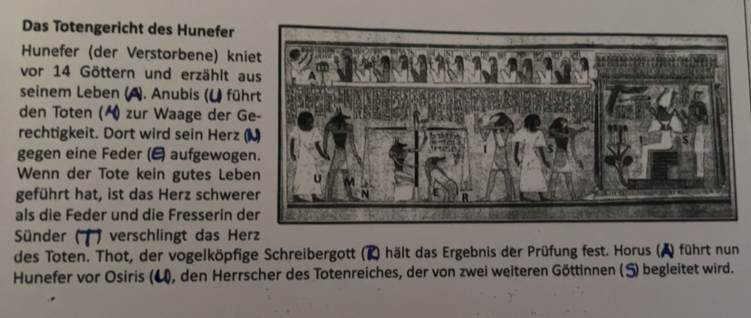 Gelöst:Das Totengericht des Hunefer Hunefer (der Verstorbene) kni vor ...