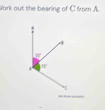 Vork out the bearing of C from A.
Rf dawen xsiey