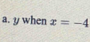 y when x=-4