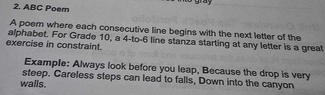 Solved: to gray 2. ABC Poem A poem where each consecutive line begins ...