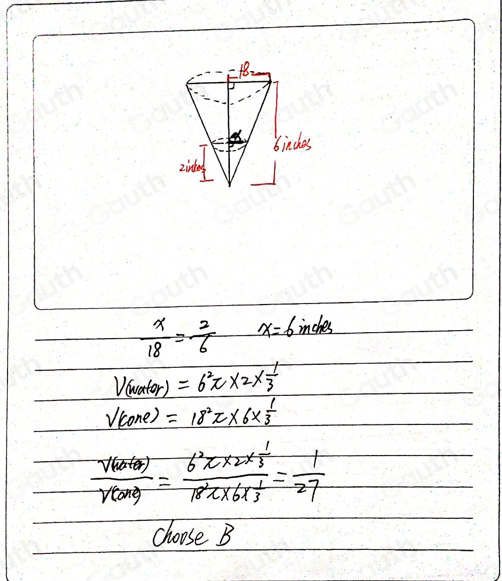 Solved: (From Unit 6, Lesson 2.) 7. A cone-shaped container is oriented ...