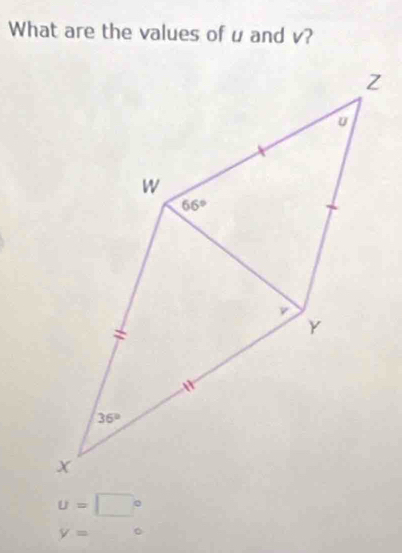 What are the values of u and v?
u=□°
y= 。