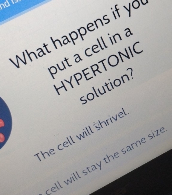 Solved: nd is What happens if yo put a cell in a HYPERTONIC solution ...