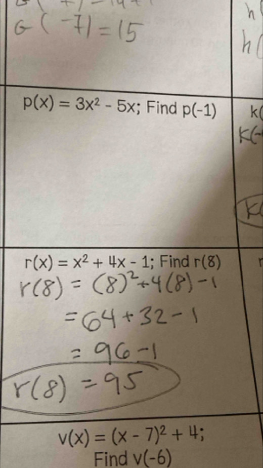 Find V(-6)