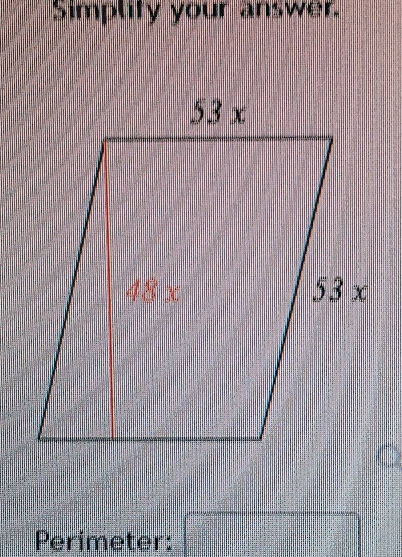 Simplity your answer. 
Perimeter: |□