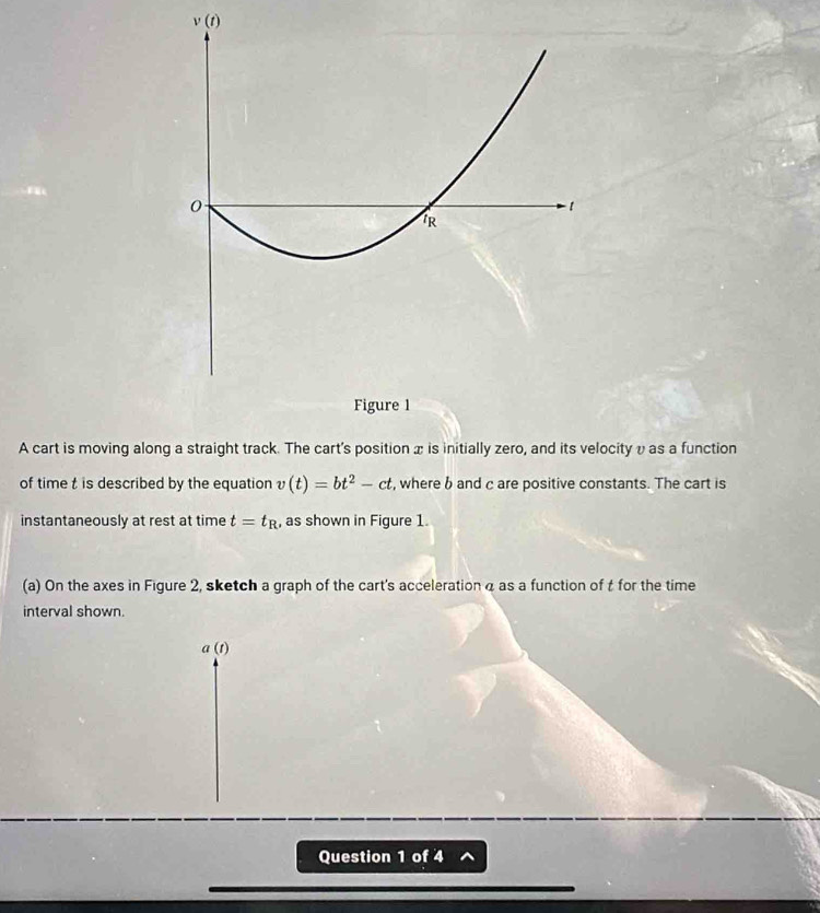 Solved: (1) A cart is moving along a straight track. The cart's ...