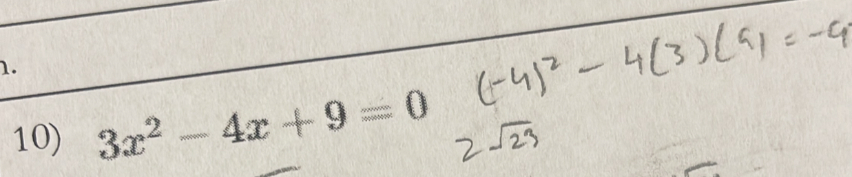 3x^2-4x+9=0