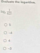 Evaluate the logarithm.
logy  1/625 
5
-
4
-3