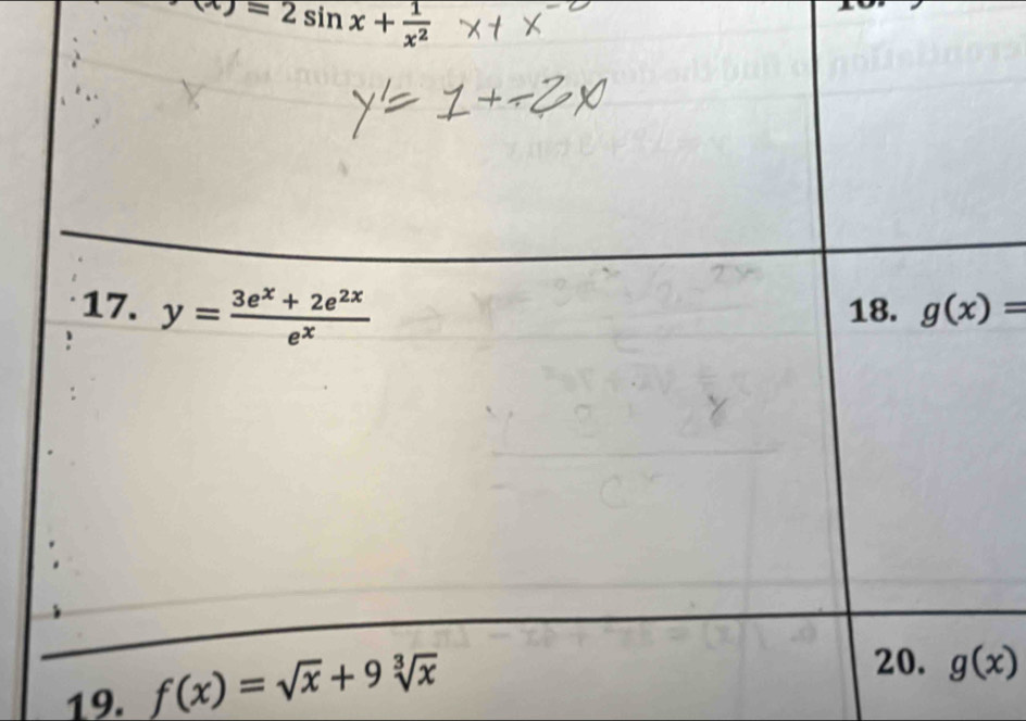 x)=2sin x+ 1/x^2 
19.