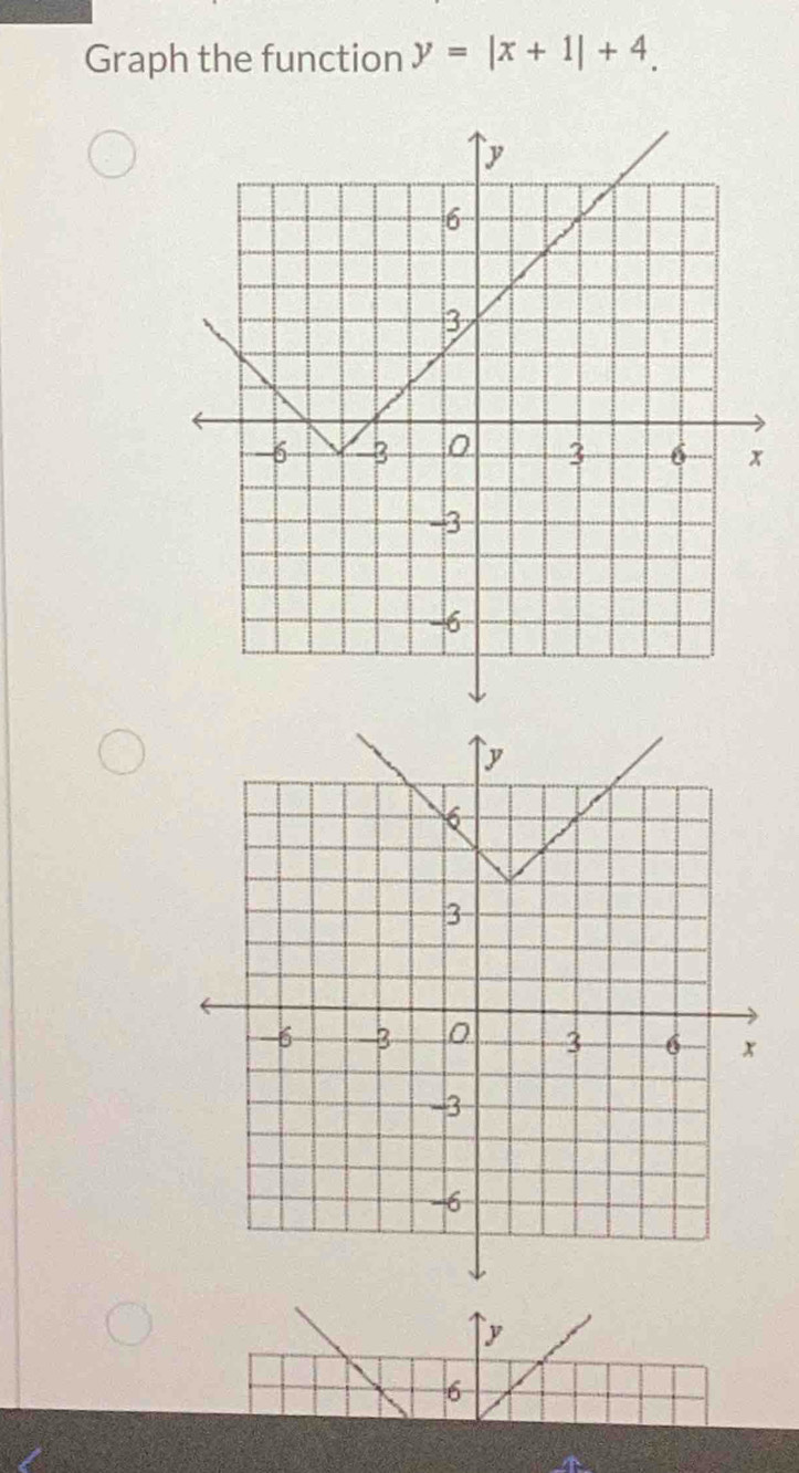 Graph the function y=|x+1|+4.
y
6