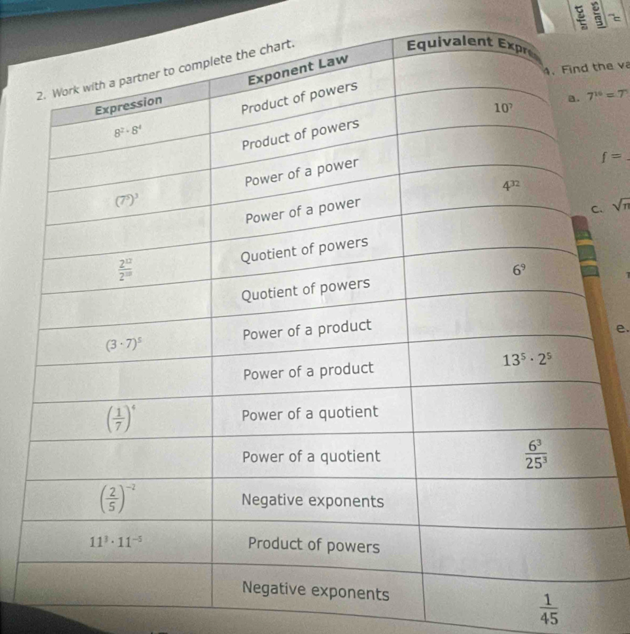 he va
7^(16)=7
_ f=. sqrt(n)
e.
 1/45 