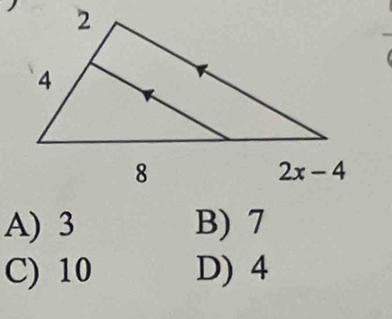 A) 3 B) 7
C) 10 D) 4