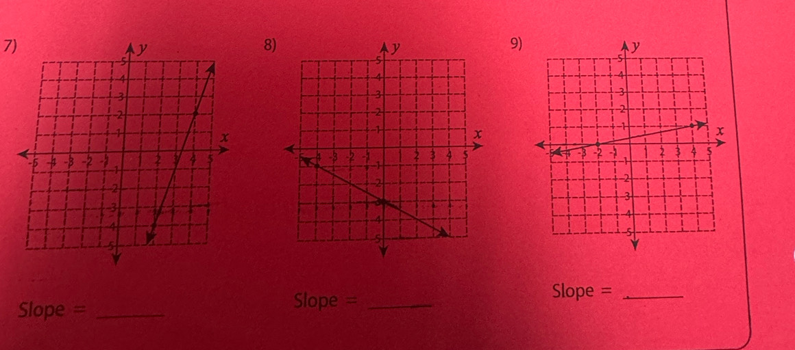 8 
9)

Slope = _
Slope = _
Slope = _