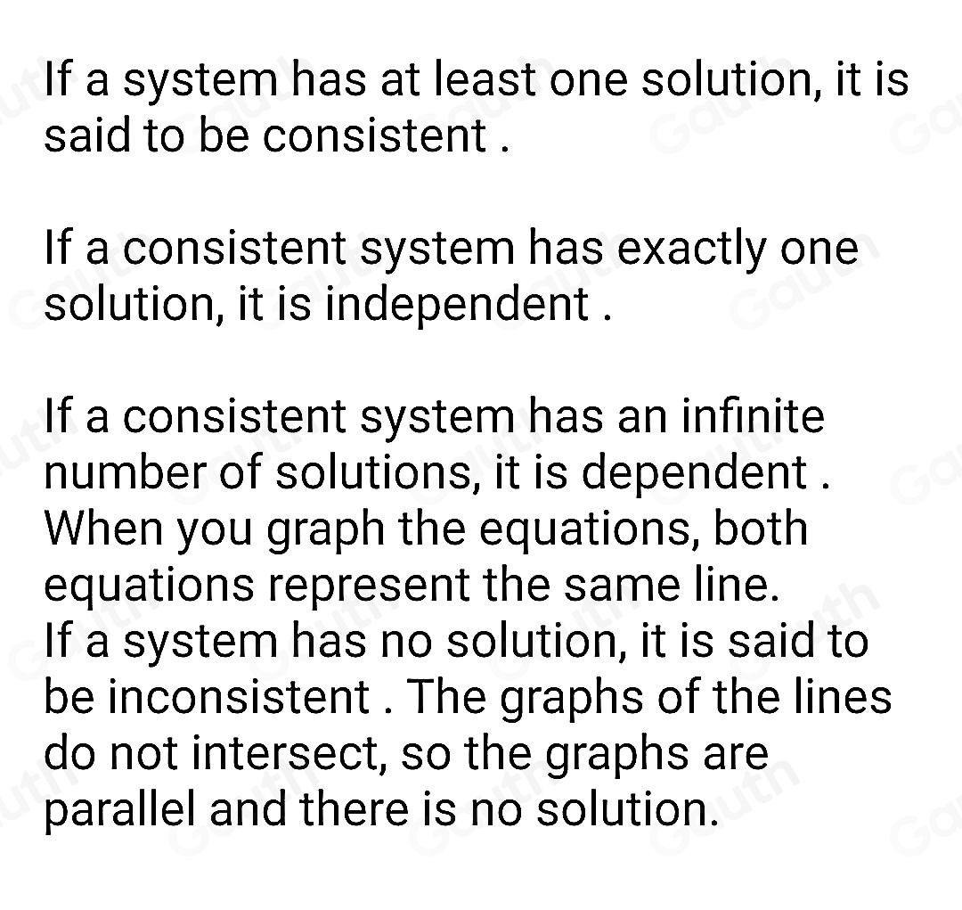 Solved: For each system of linear equations shown below, classify the ...