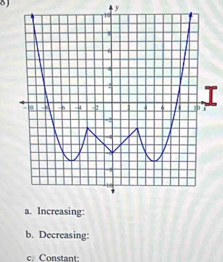 y
asing: 
b. Decreasing: 
c. Constant: