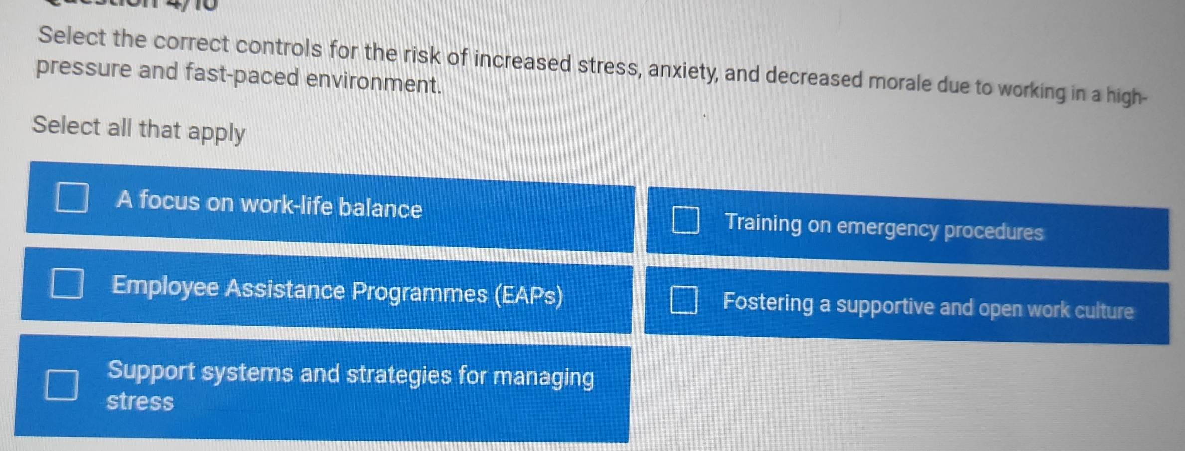 Solved: 1 4/10 Select the correct controls for the risk of increased ...