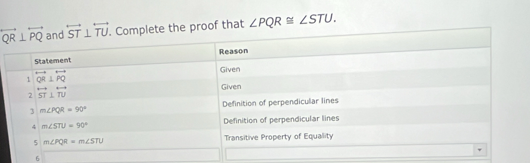 proof that ∠ PQR≌ ∠ STU.
6