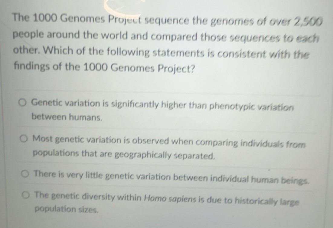 Solved: The 1000 Genomes Project sequence the genomes of over 2,500 ...