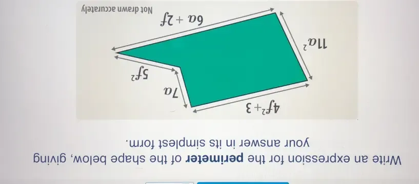 Write an expression for the perimeter of the shape below, giving 
your answer in its simplest form. 
tely