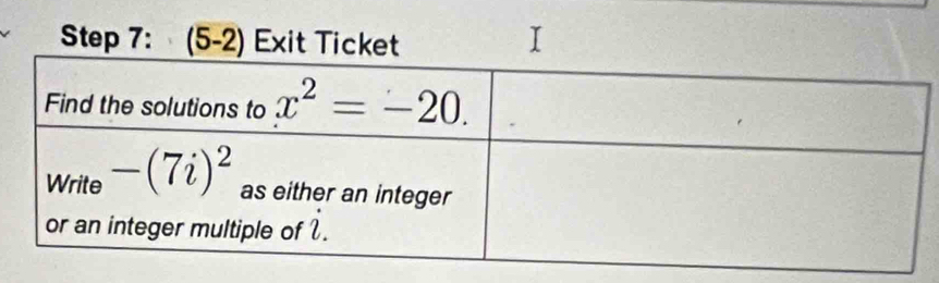 (5-2) Exit Ticket I