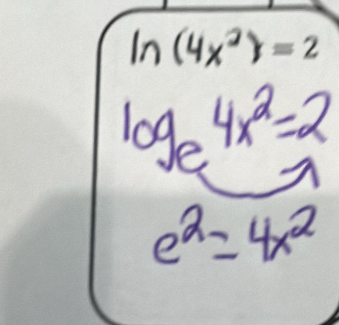 ln(4x²)=2