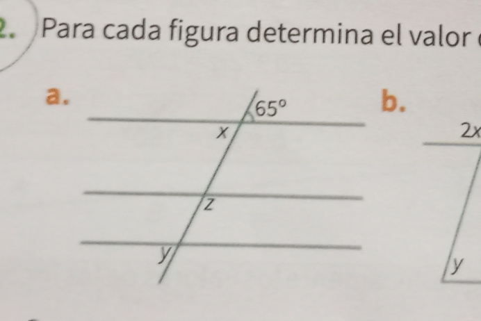 Para cada figura determina el valor
a.
b.