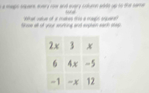 a mege seuers, svery ton and svary sdumn aads up to the same
Weal ulua el s mares tríe a mads souare 
Sow ell of your wufing and expiain sach step