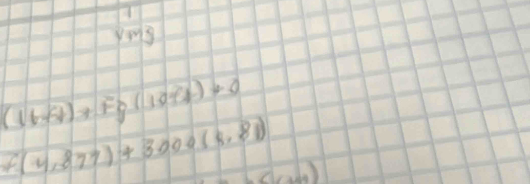 yo3
(16ft)+Fg(10ft)+0
f(4.877)+3000(8.81) (x-4)