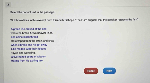 Solved: Select the correct text in the passage. Which two lines in this ...