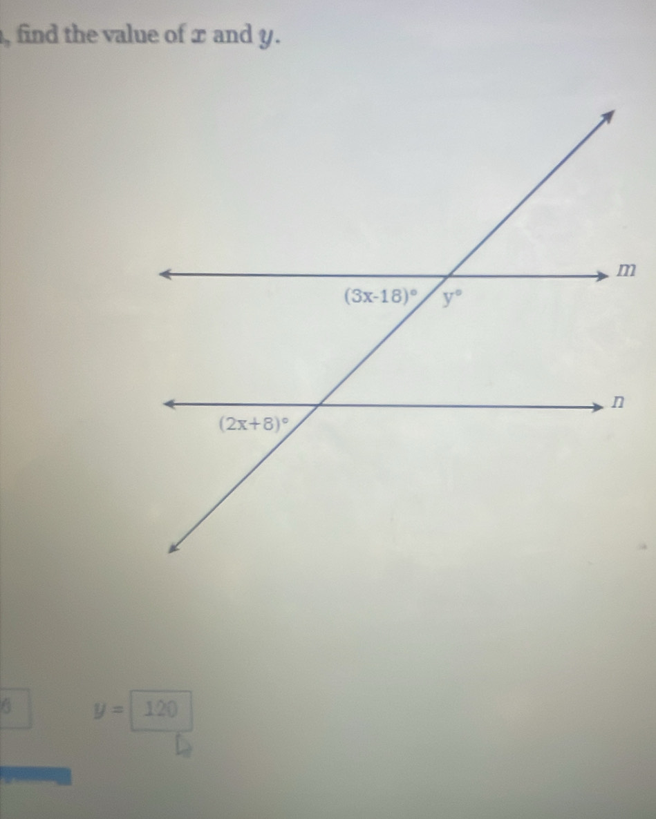 find the value of x and y.
6 120
y=