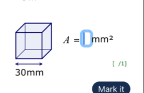 A=□ mm^2
[ /1] 
Mark it