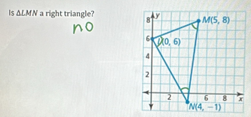 Is △ LMN a right triangle?