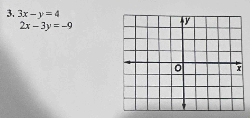 3x-y=4
2x-3y=-9