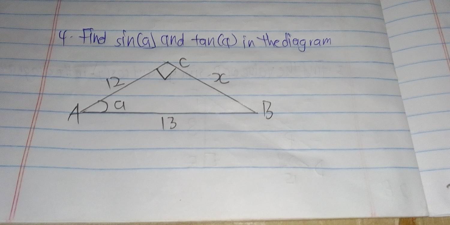 Find sin (a) and tan (an(q) in the diagram