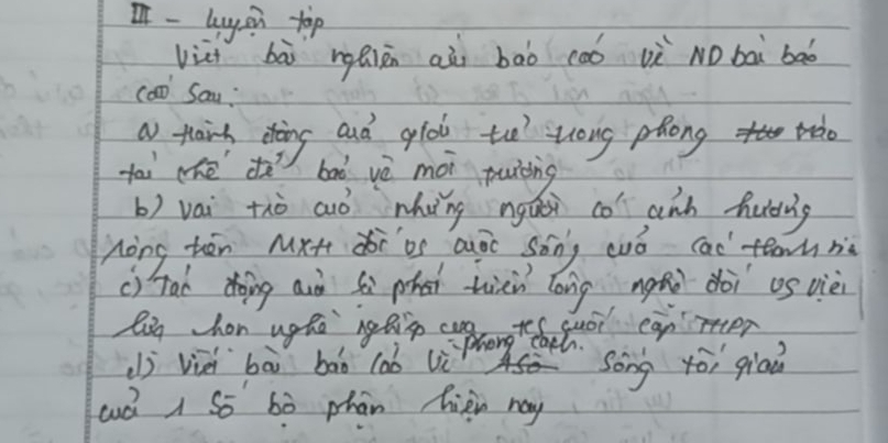 I-luysin top 
vii bà ngáiān aà bāò coó vè Nǒbāi bàb 
cao Sa 
to the hiy ad ghoo tueong plong ro 
bad vè moi puiing 
b) vai thò auó `whong ngusi co anh huing 
nong hēn Mxt doi as auò sóng cuó cac towmni 
c) Tab doing aià sù phan thiān long ngǎǔ doi as viè 
lg hon ughe gRiin cagrotes quoi can rtter 
dj vià bā bào lab lipong tth song tói glaà 
wd l So 6ò phān hiàn may