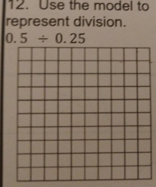 Use the model to 
represent division.
0.5/ 0.25