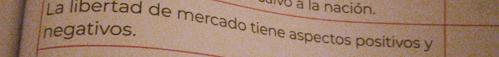 lv6 a la nación. 
La libertad de mercado tiene aspectos positivos y 
negativos.