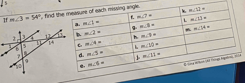 If m∠ 3=54° , find th
4