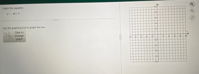 Graph the equation
y=-4x+4
Use the graphing tool to graph the line 
Click to 
enlarge 
graph