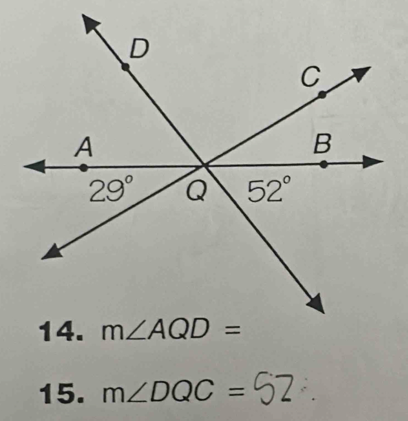 m∠ DQC=