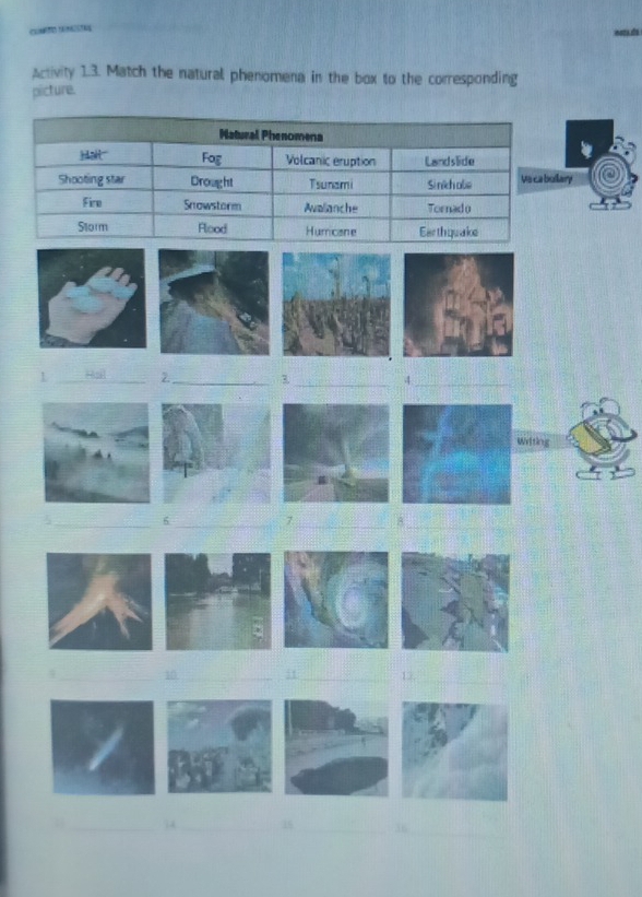 coto comstes 
eotds 
Activity 1.3. Match the natural phenomena in the box to the corresponding 
picture. 
lary 
1 _2._ 3 _4_ 
itting 
_6_ 7_ 
_ 
_10 _it_ 12._ 
_34_ 35_ 36_