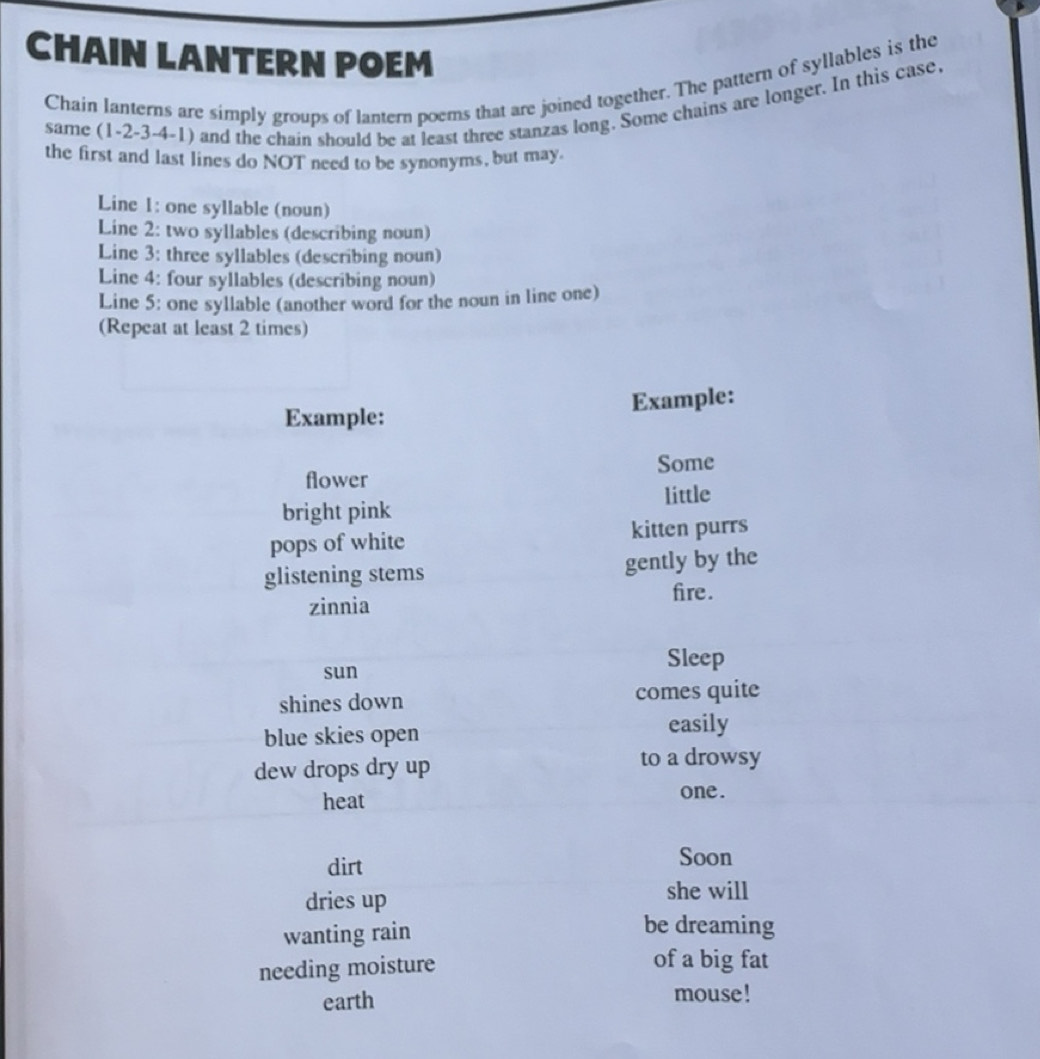Solved: CHAIN LANTERN POEM Chain lanterns are simply groups of lantern ...