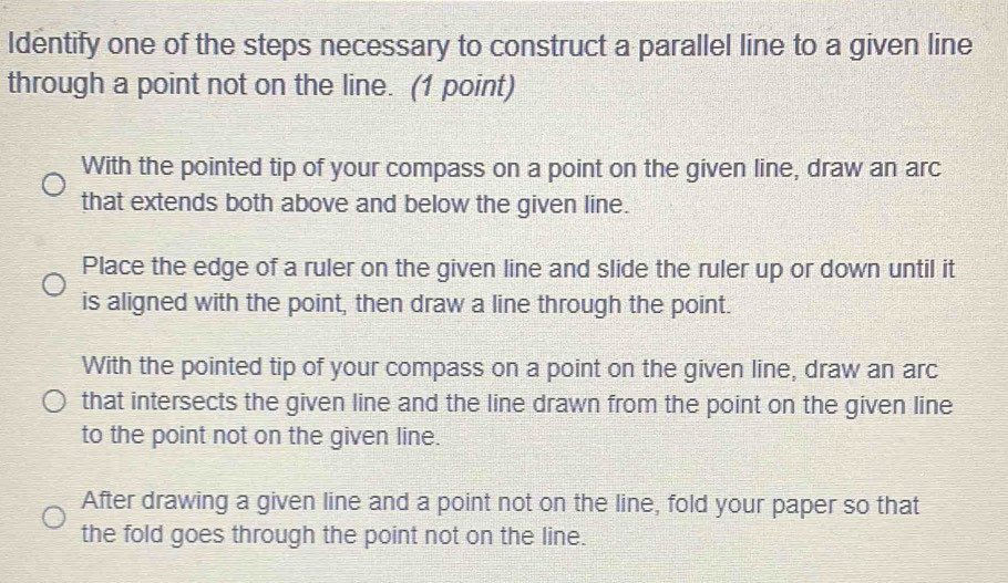 Solved: Identify one of the steps necessary to construct a parallel ...
