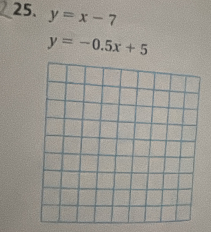 y=x-7
y=-0.5x+5