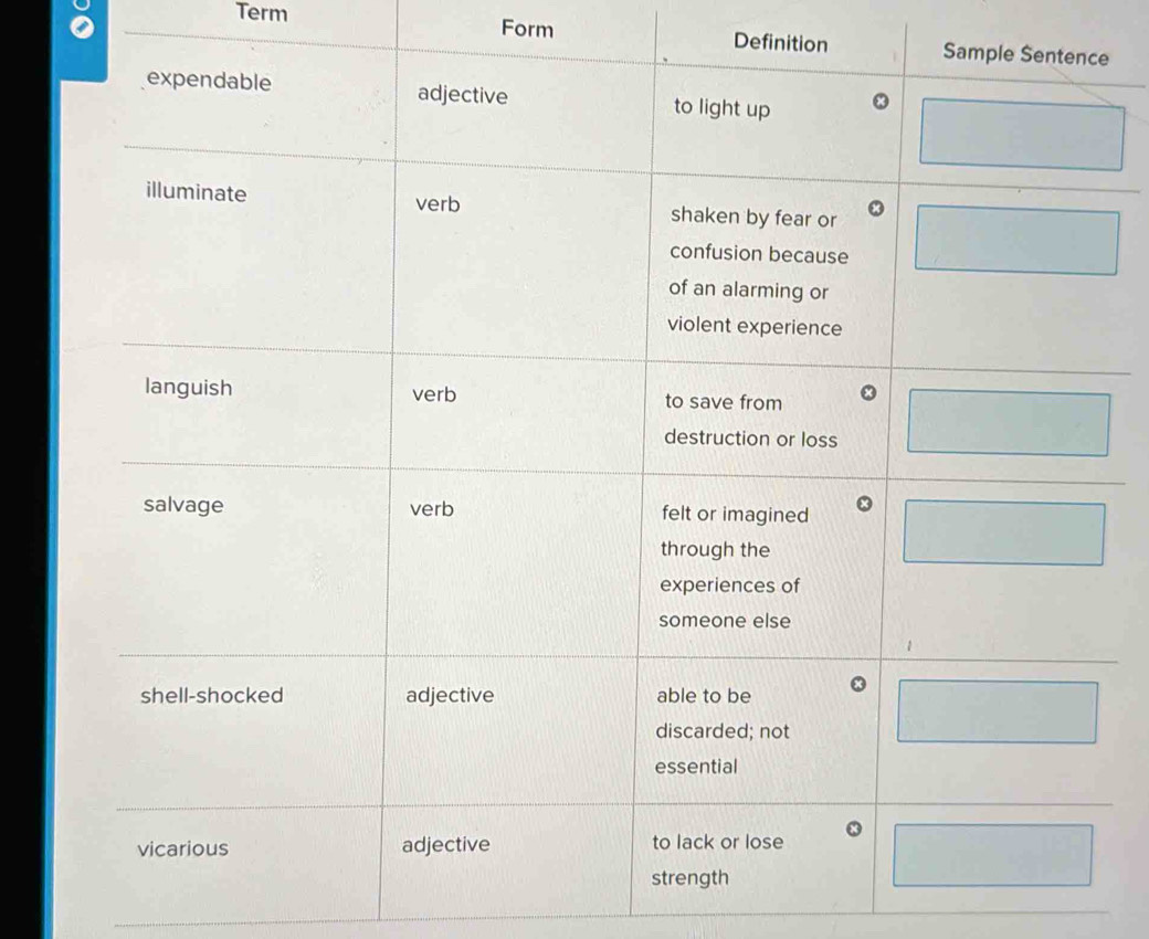 Term Form Definition e